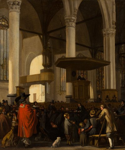 The Old Church in Amsterdam During a Service by Emanuel de Witte